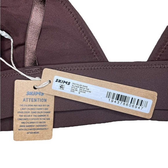 Skims Recycled Swim Plunge Bikini Top in Cocoa - Picture 8 of 9
